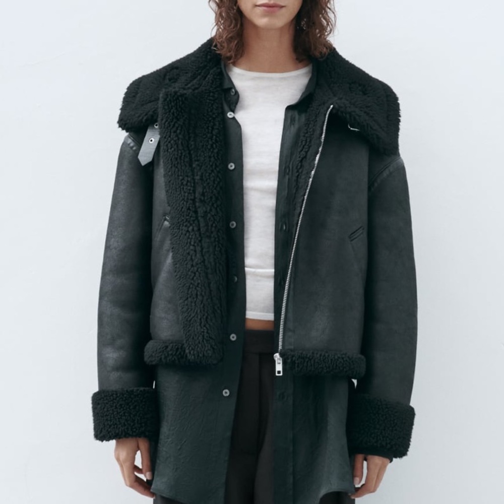Zara faux leather biker jacket XS